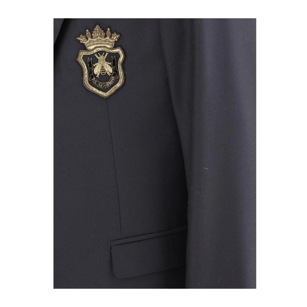 Dolce & Gabbana Wollen Blazer Jas met Piek Revers Black Heren