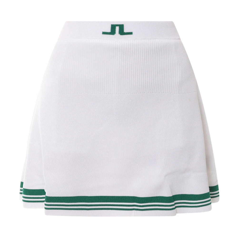 J.LINDEBERG Geribbelde Uitlopende Rok met Logo Detail White Dames