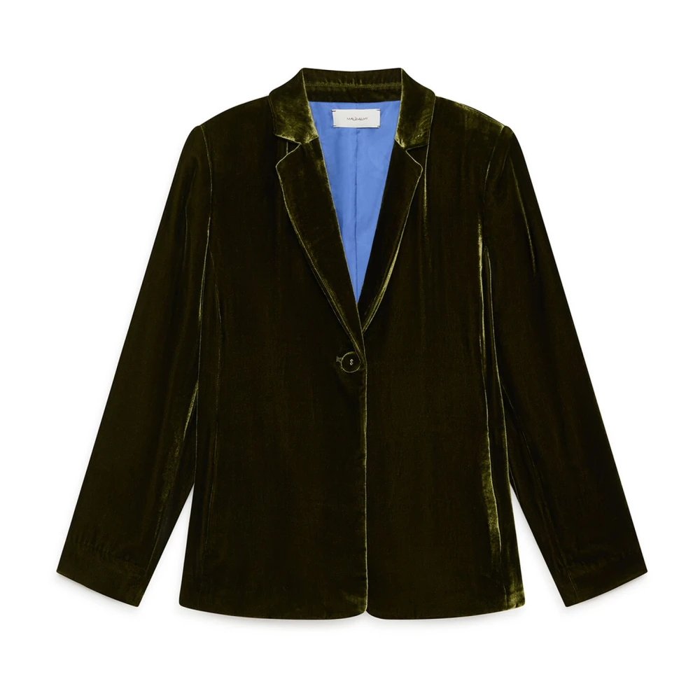 Maliparmi Women's Green Blazers, Xl, Fluid Velvet Jacket