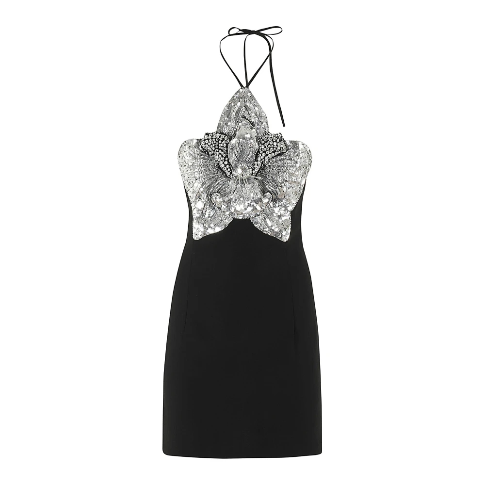 Amen Orchidee Geborduurde Crepe Jurk Black Dames