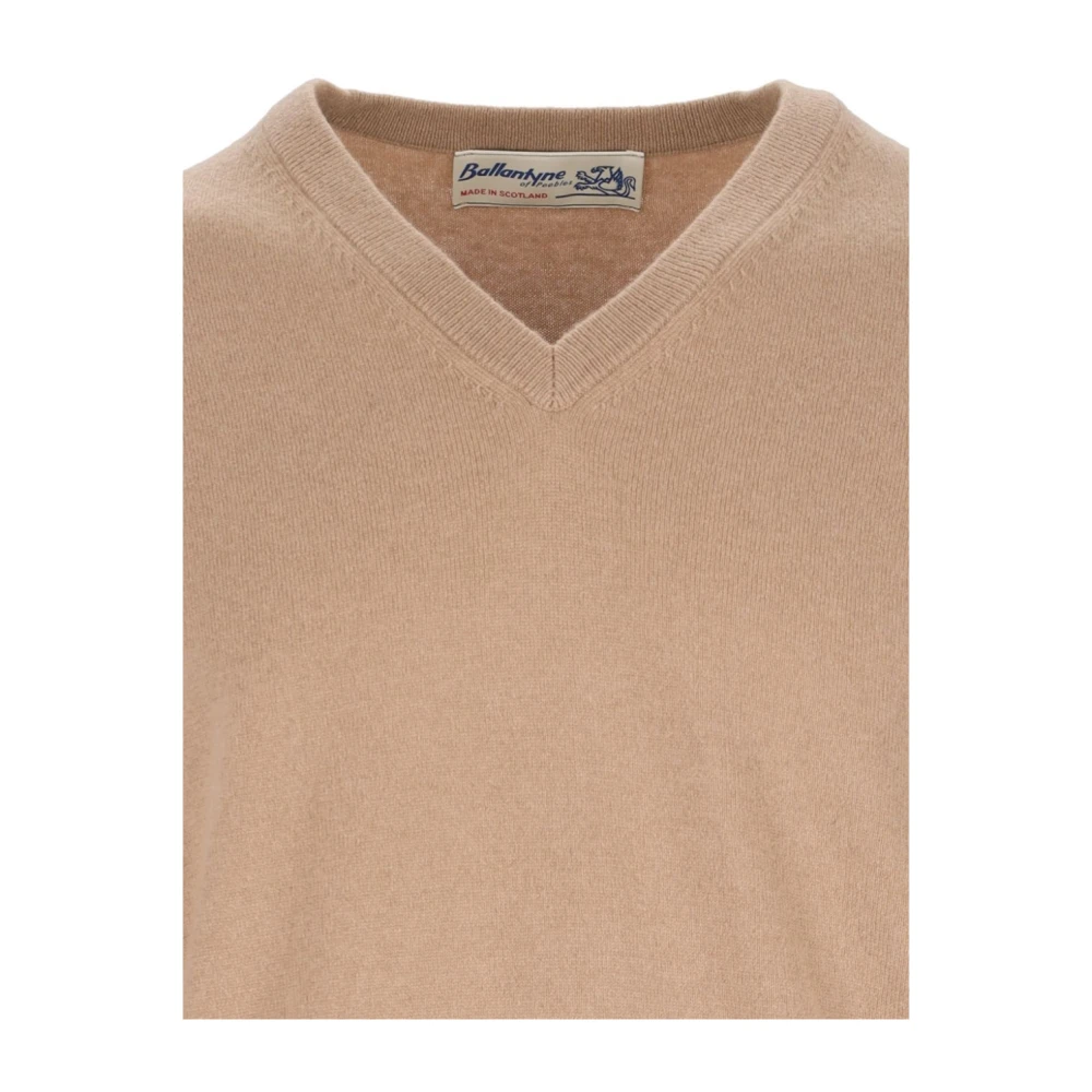 Ballantyne Stijlvolle V-hals Pullover Sweater Beige Heren