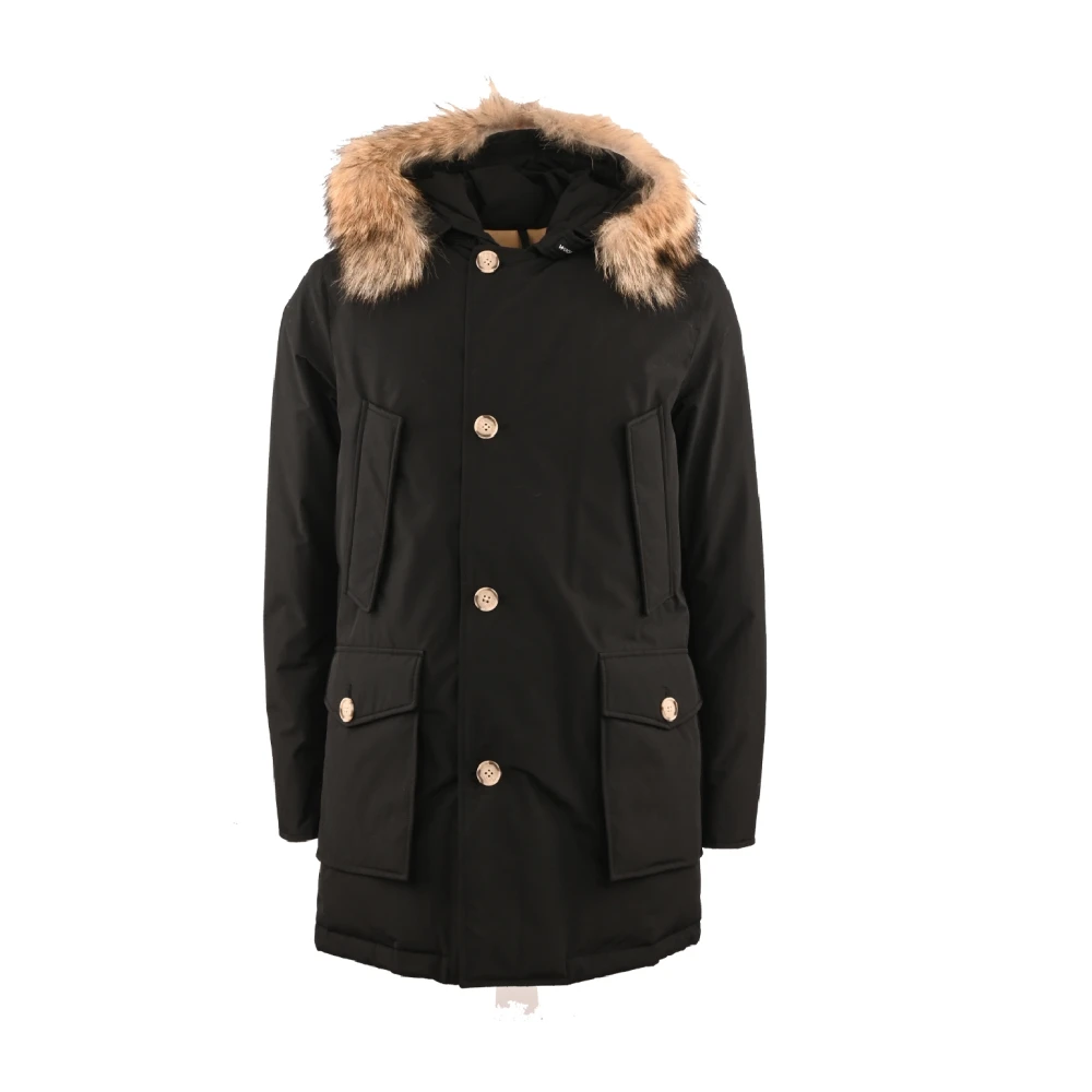 Parka Woolrich uomo nero pesante Arctic con cappuccio in pelliccia - Immagine 2