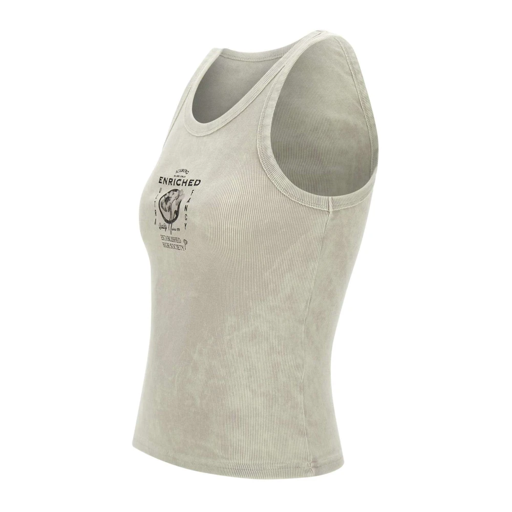 Iceberg Beige Stretch Katoenen Top met Logo Beige Dames