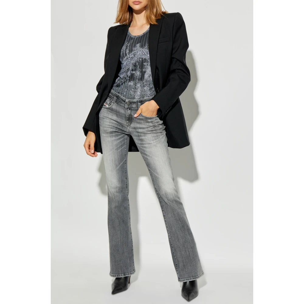 Diesel Top met print T-Stripe Gray Dames