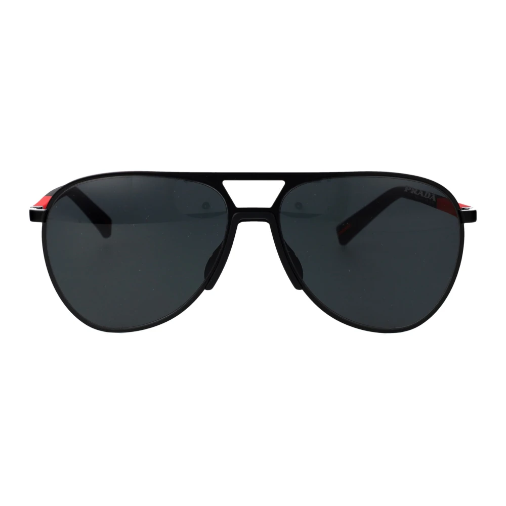 Prada Linea Rossa Men's Black/Grey Ps 53Zs 1Bo06f Man Sunglasses Metal Pilot Normal - Image 3