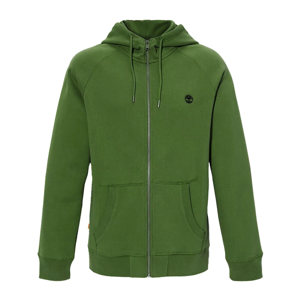 Timberland Groene River Hoodie Geborstelde Stof Rits Green Heren