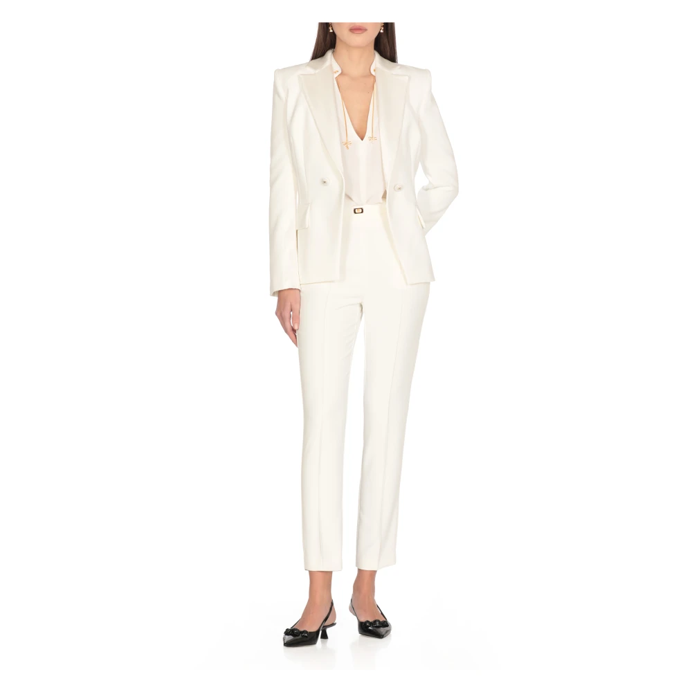 Elisabetta Franchi Ivoor Viscose Shirt met Charms Beige Dames