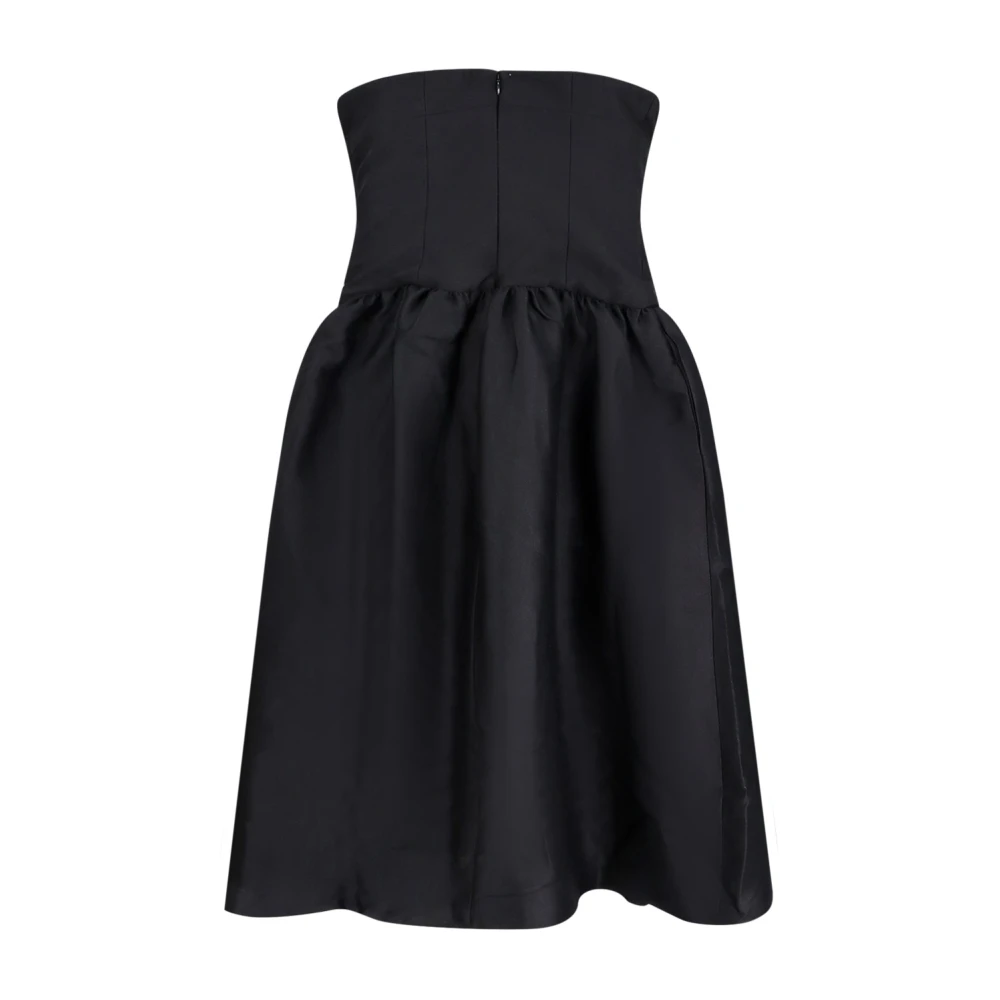 Self Portrait Contrast Bow Taffeta Midi Jurk Black Dames