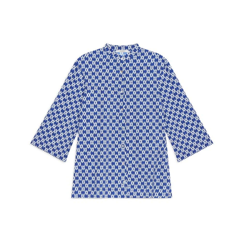 Maliparmi Women's Blue Blouses, Xl, Diamond Glow Kaftan