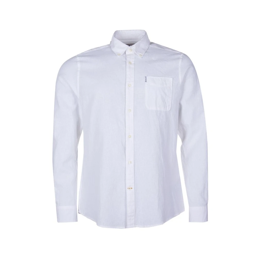 Barbour Linnen-katoenen overhemd knoopsluiting zak White Heren