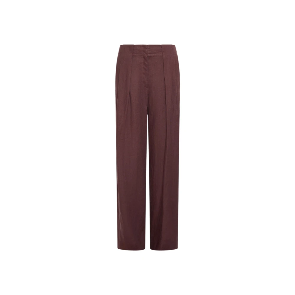 Marella Donna Marrone - Pantalone In Lino Lavato - Trousers - Xs