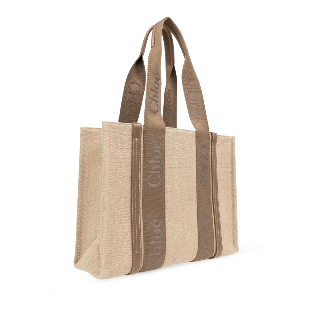 Chloé Woody Medium Shopper Bag Beige Dames