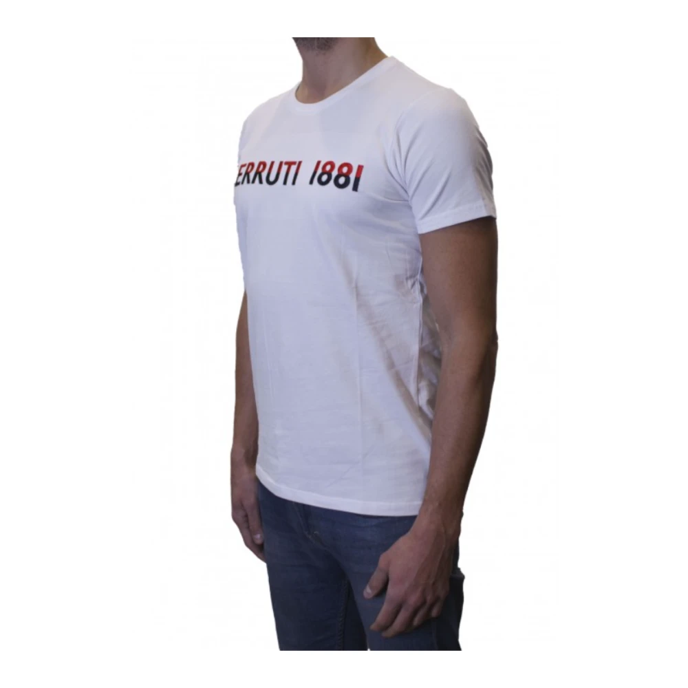 Cerruti 1881 Stretch Logo TShirt Wit Ronde Hals Korte Mouw White Heren