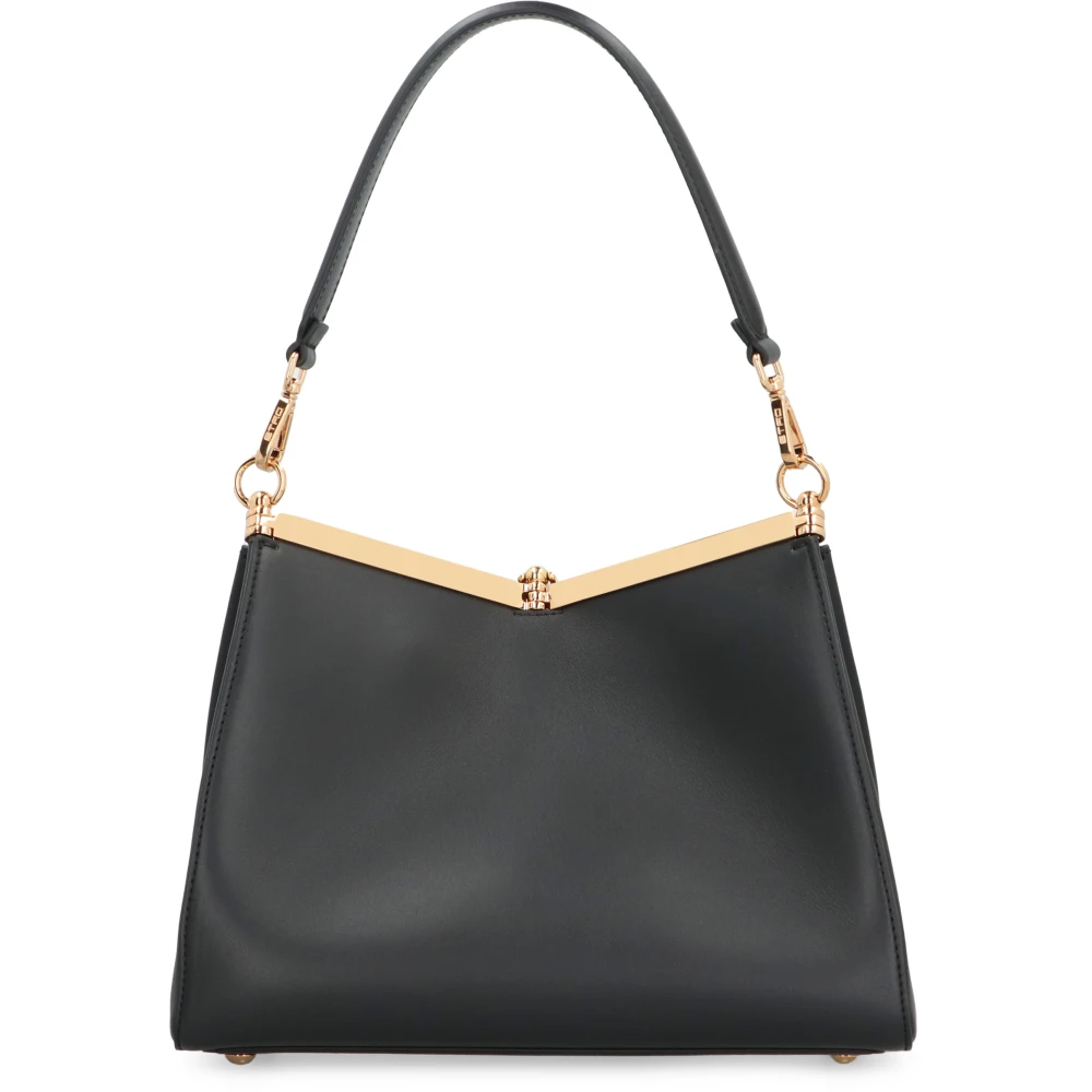 ETRO Leren schoudertas met drukknoopsluiting Black Dames