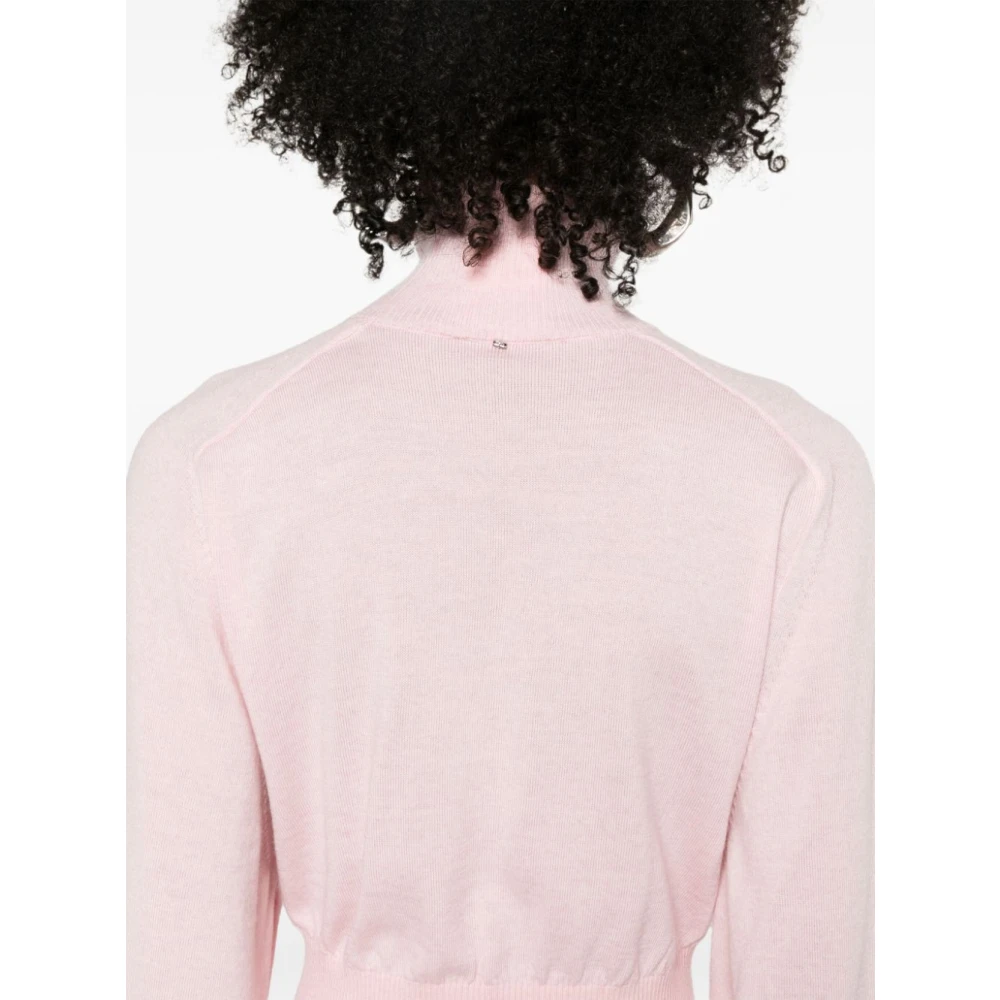 SPORTMAX Roze Gebreide Trui met Hoge Hals Pink Dames