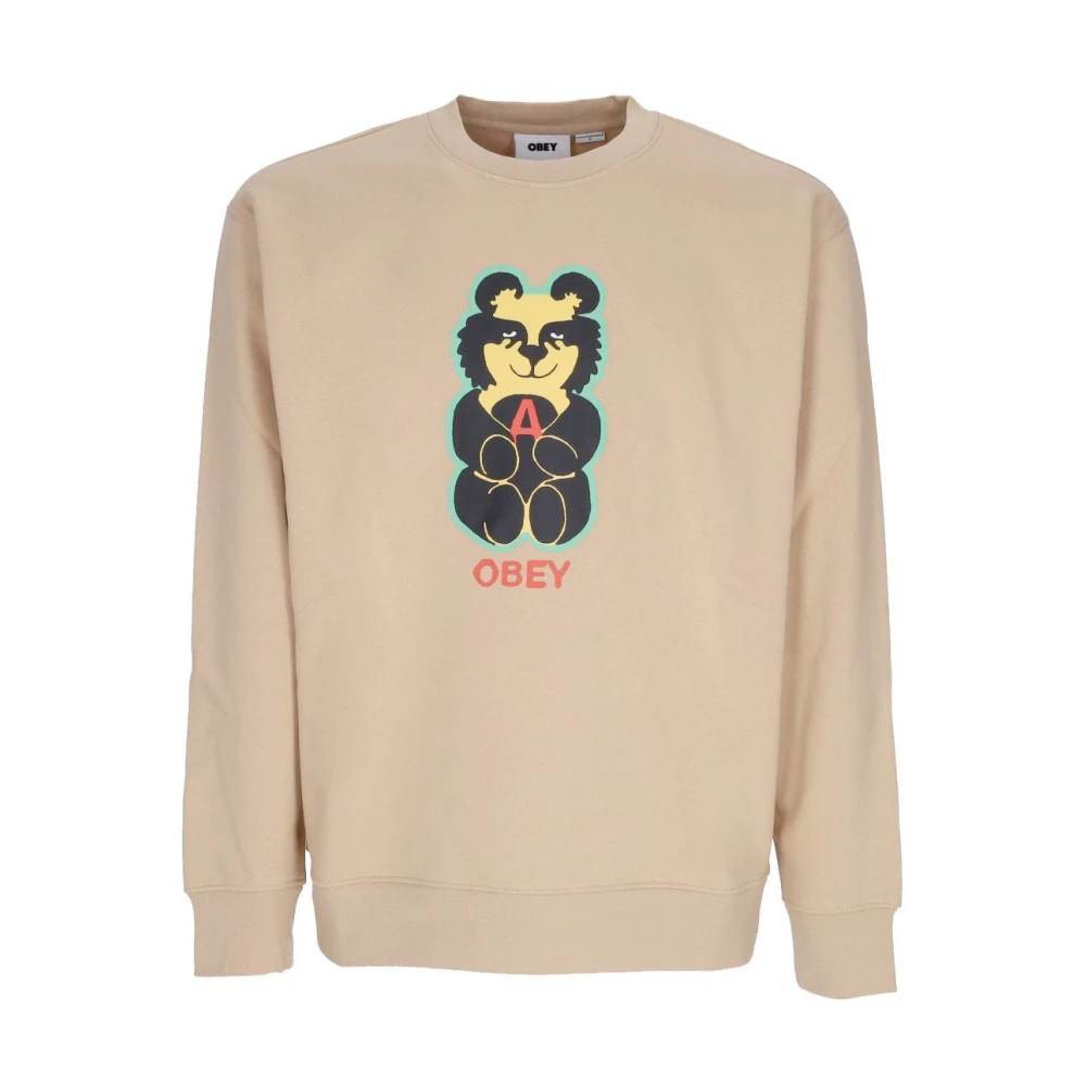 Obey Bear Icon Premium Crew Fleece Beige Heren