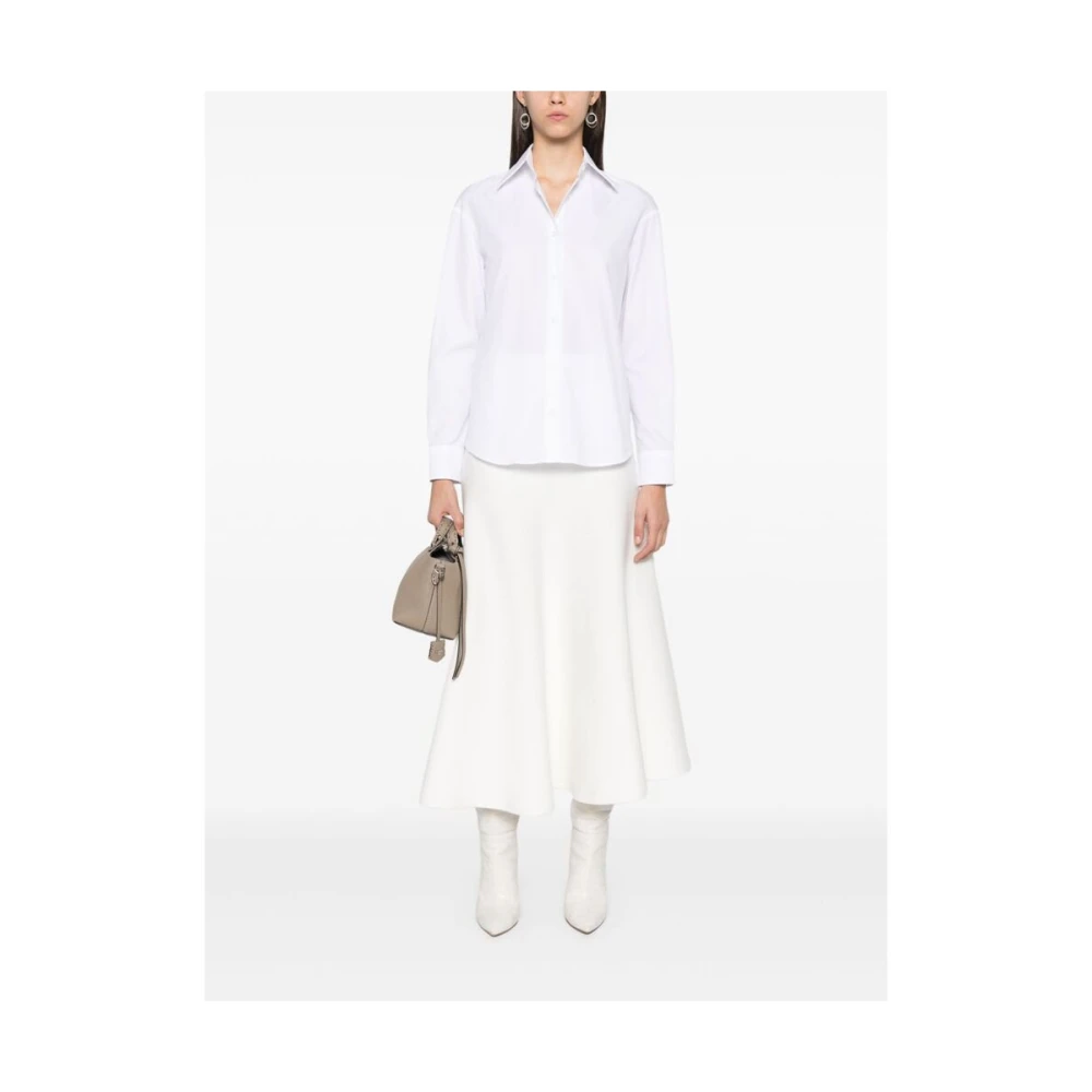 Mazzarelli Witte Katoenen Knopen Hemd White Dames