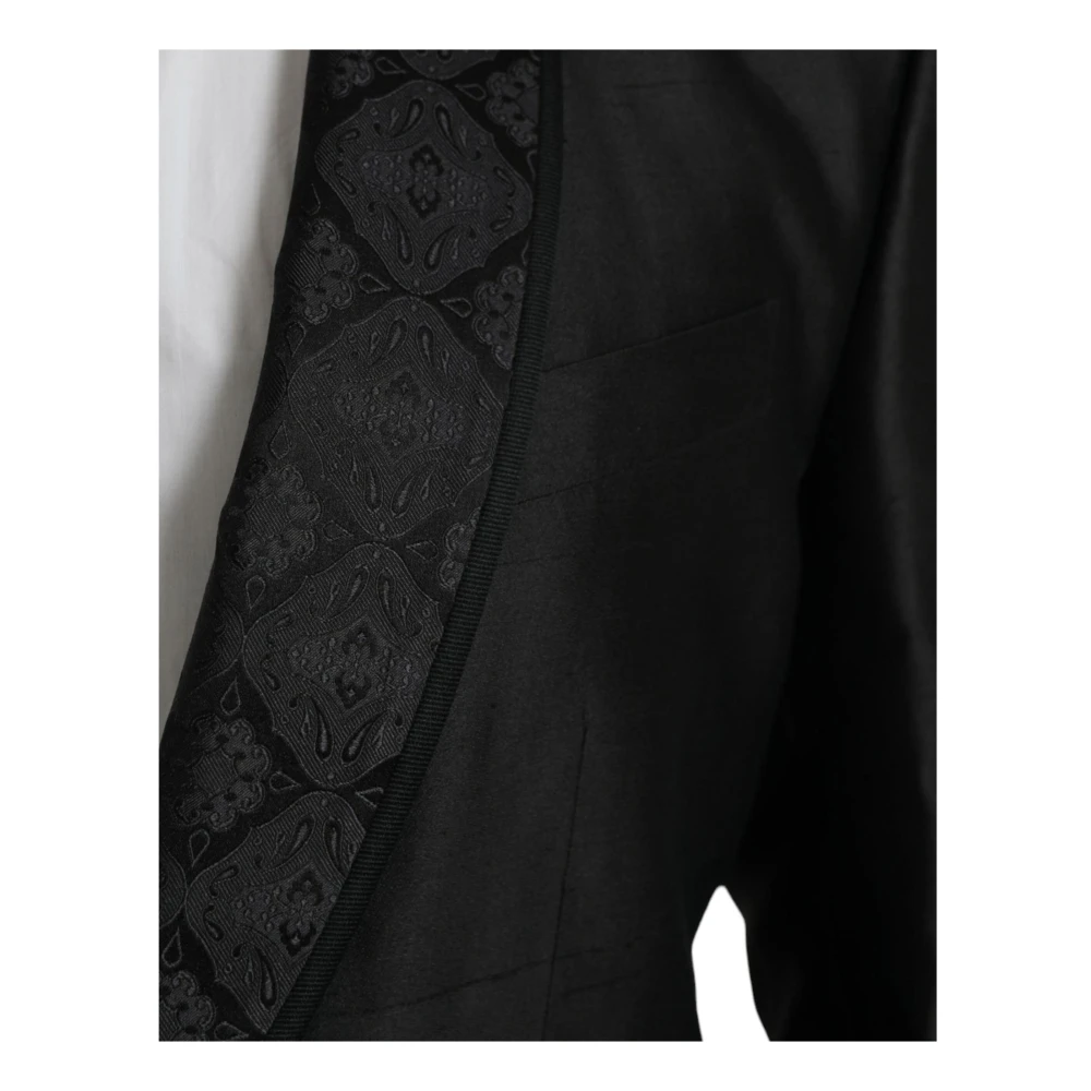 Dolce & Gabbana Zijden Blazer met Eén Knoop Black Heren