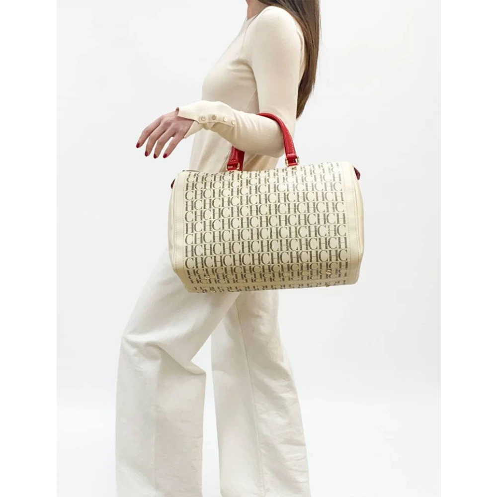 Carolina Herrera Bowlingtas met lederen effect Beige Dames