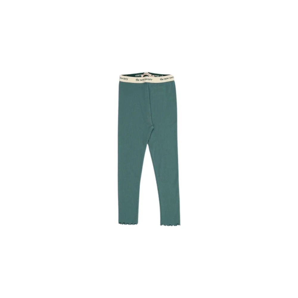 The New Society Azure Teal Ribbed Leggings Green, Flicka