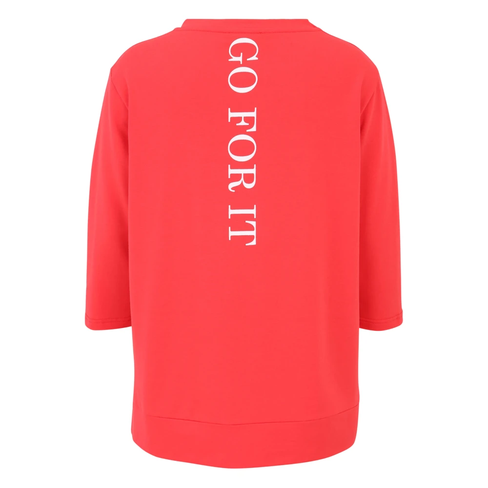 Doris S Casual Sweatshirt met Wording Motieven Orange Dames