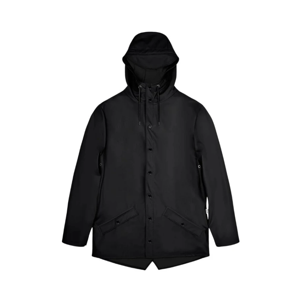Rains Men's Black Rain Jackets, M, Waterproof Jacket With Snap Buttons
