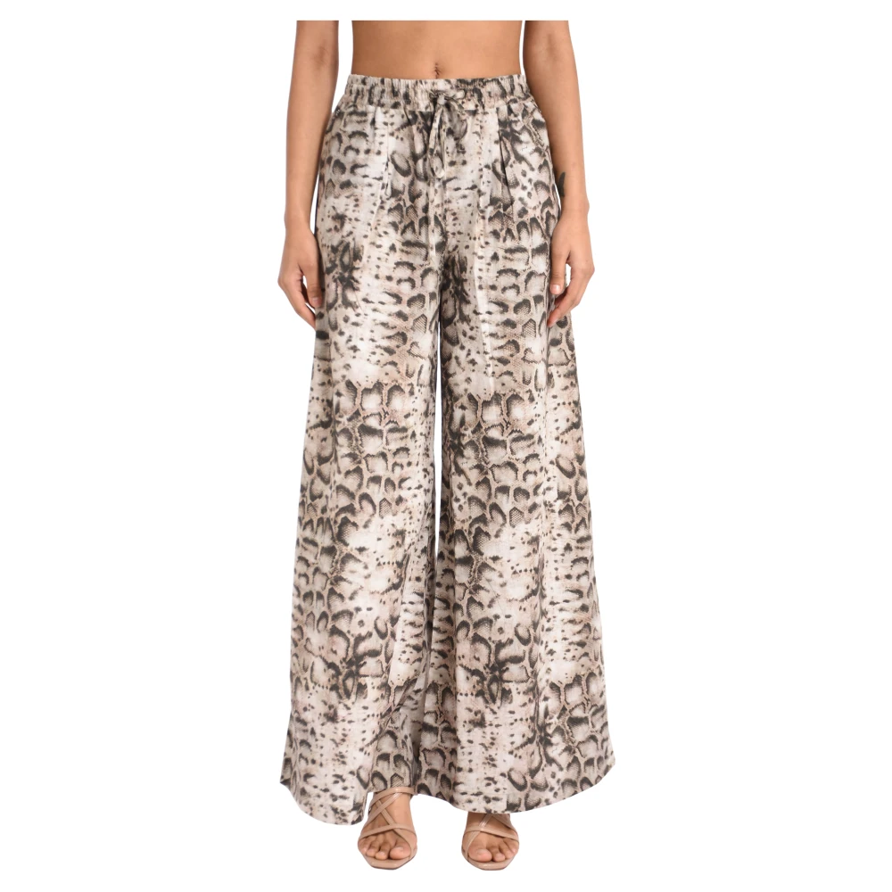 Pinko Women's Beige Gussola Wide Trousers - Wide Trousers - M- Trousers