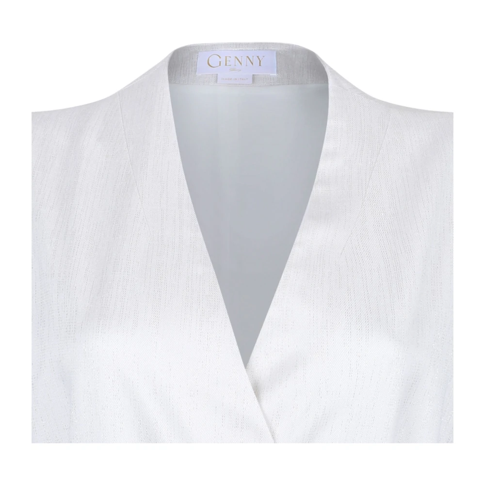 Genny Witte Midi Jurk met V-Hals White Dames