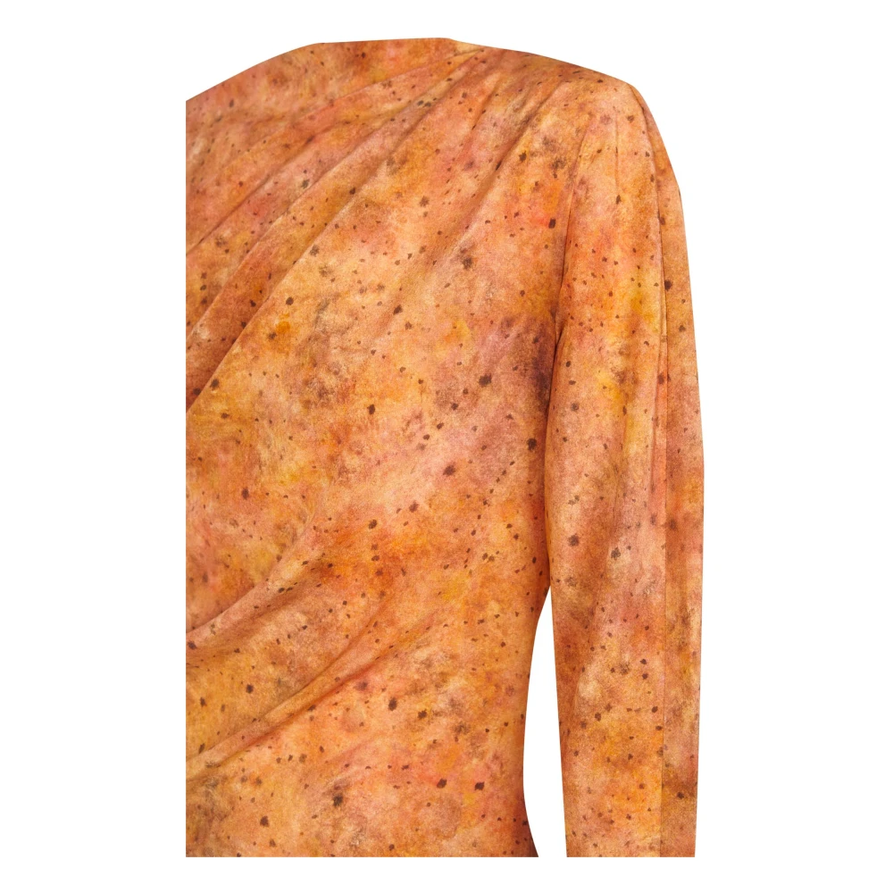 Cortana Anja zijden jurk sora print Orange Dames