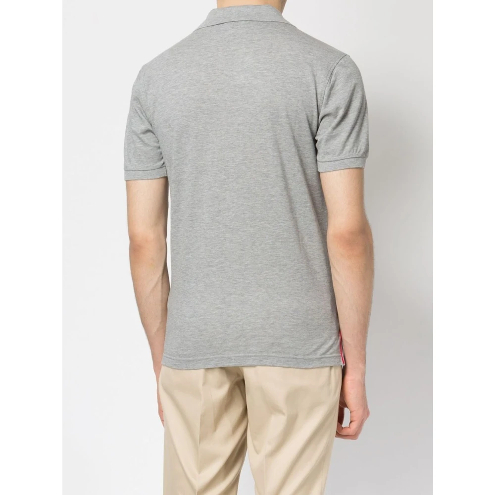 Thom Browne Grijze Polo Shirt met RWB Streep Gray Heren