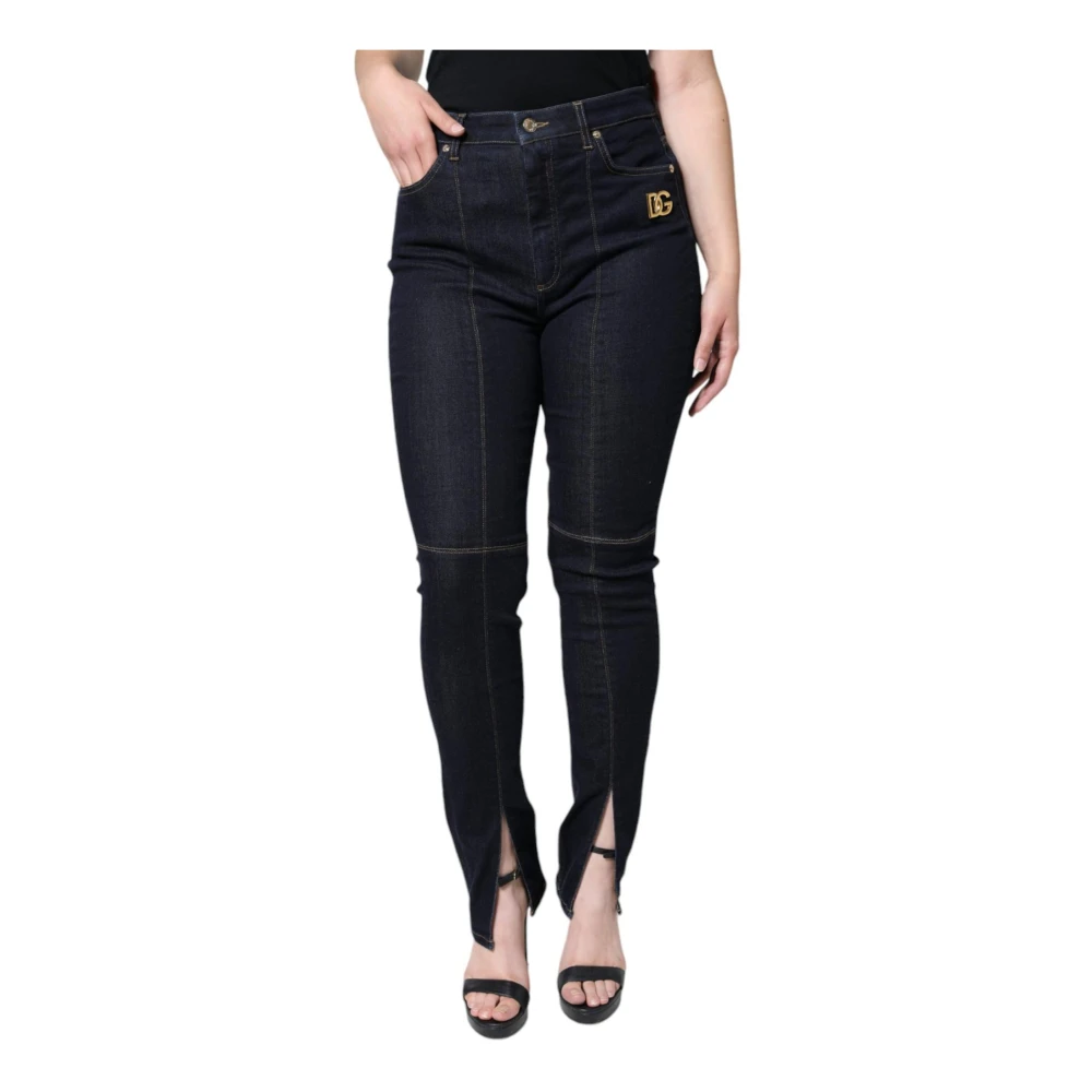 Dolce & Gabbana Zwarte Skinny Denim Jeans met Rits Black Dames