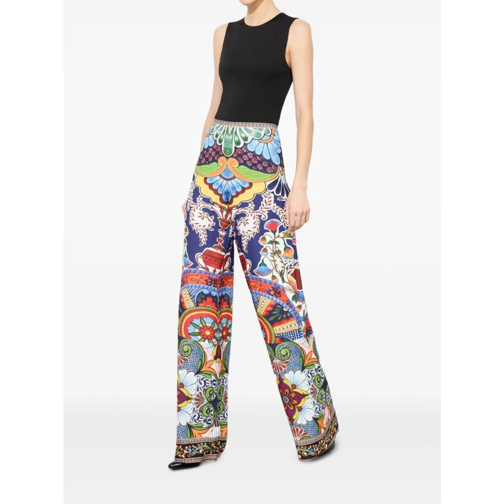 alice + olivia Multikleur Wijde Pijp Broek met Rits Multicolor Dames