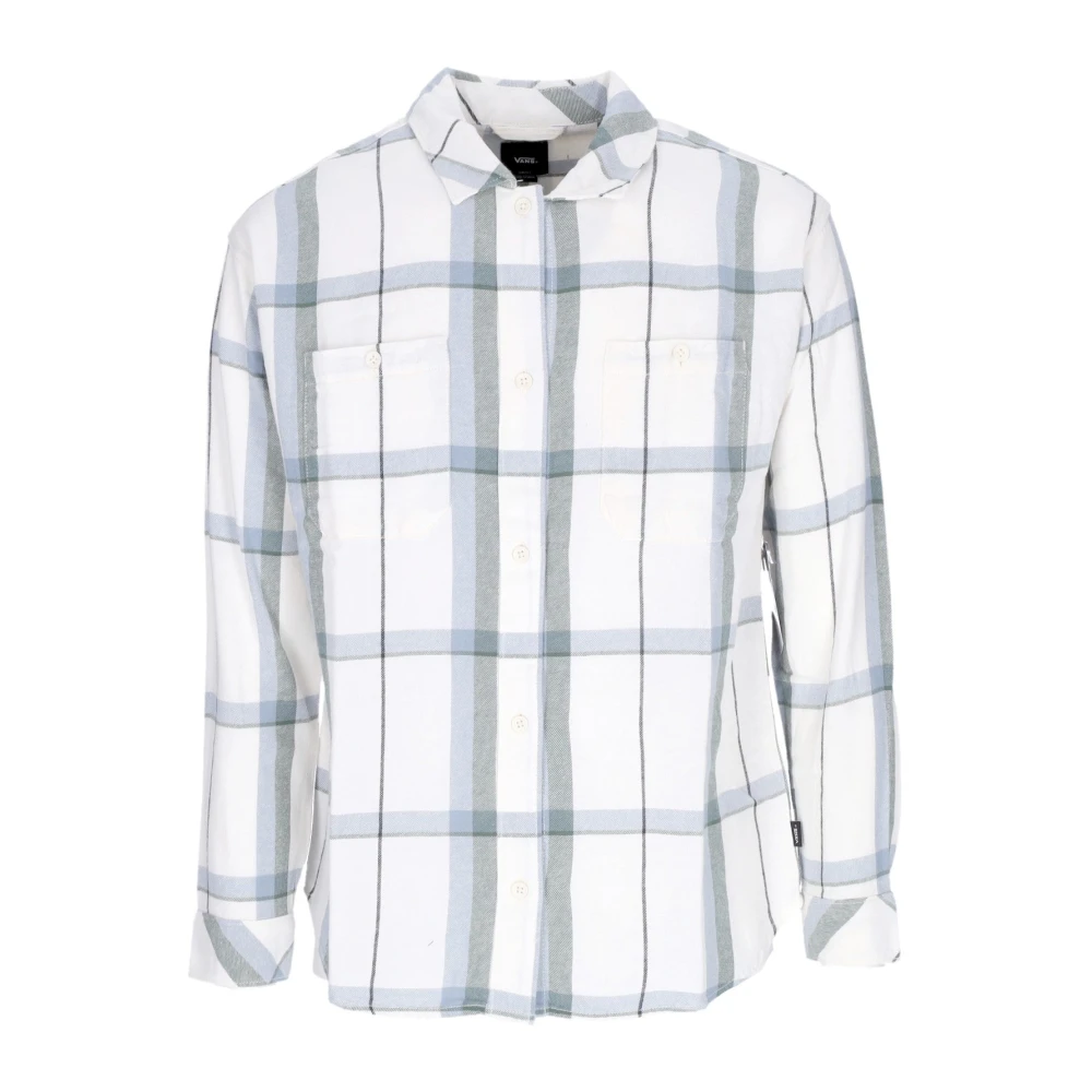 Vans Women's White Shirts, L, Plaid Long Sleeve Flannel Shirt