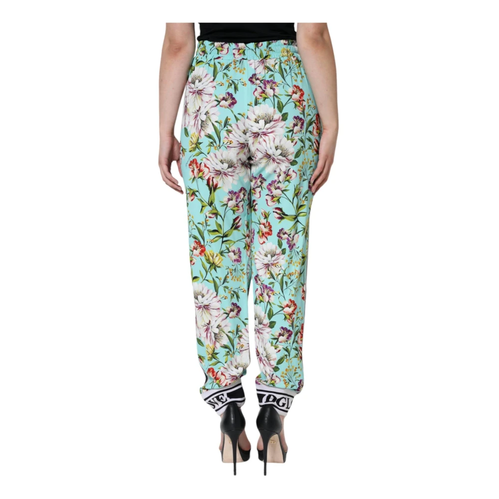 Dolce & Gabbana Groene Bloemenprint Jogger Broek Multicolor Dames