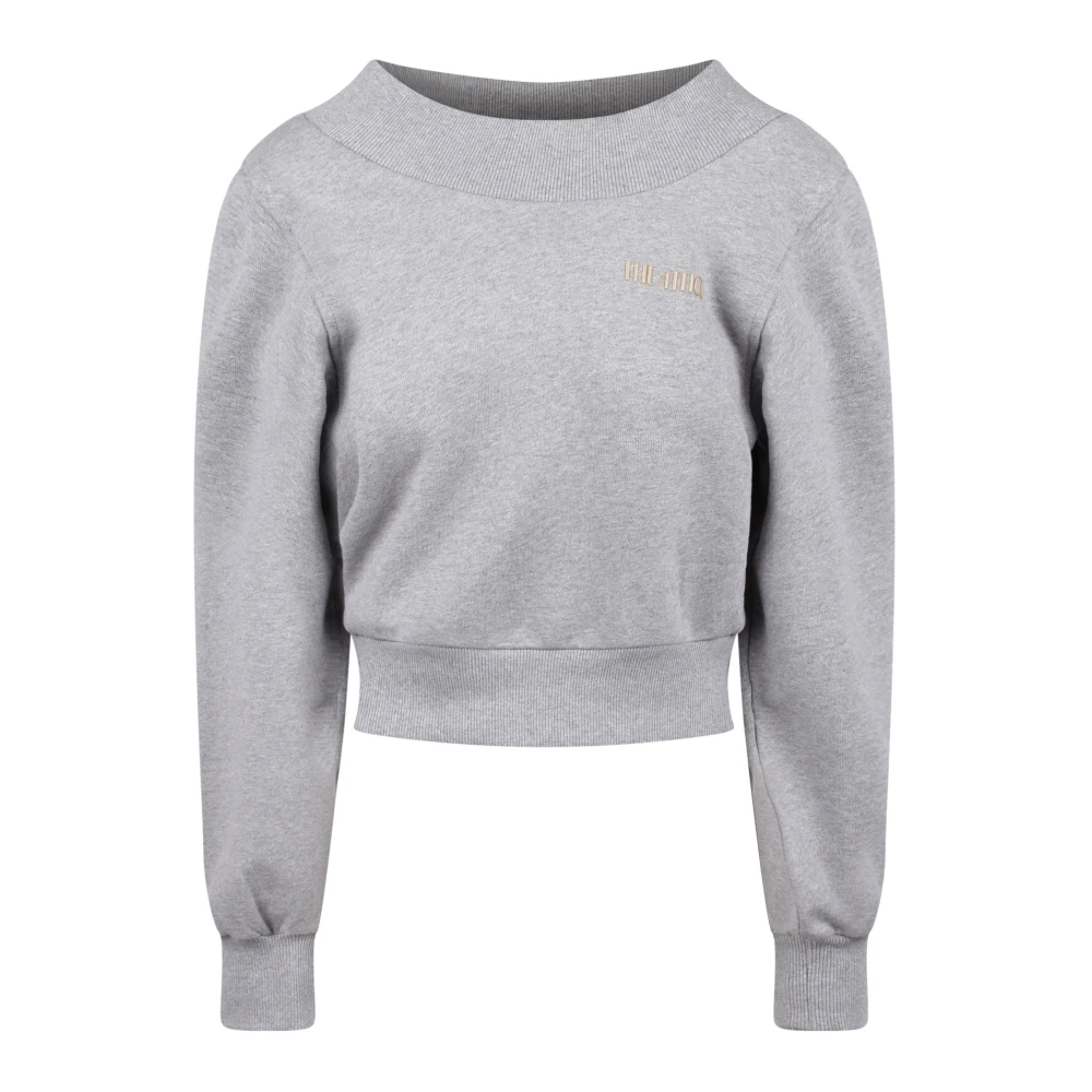The Attico Mélange-effect Crew Neck Sweatshirt met Cut-out Details Gray Dames