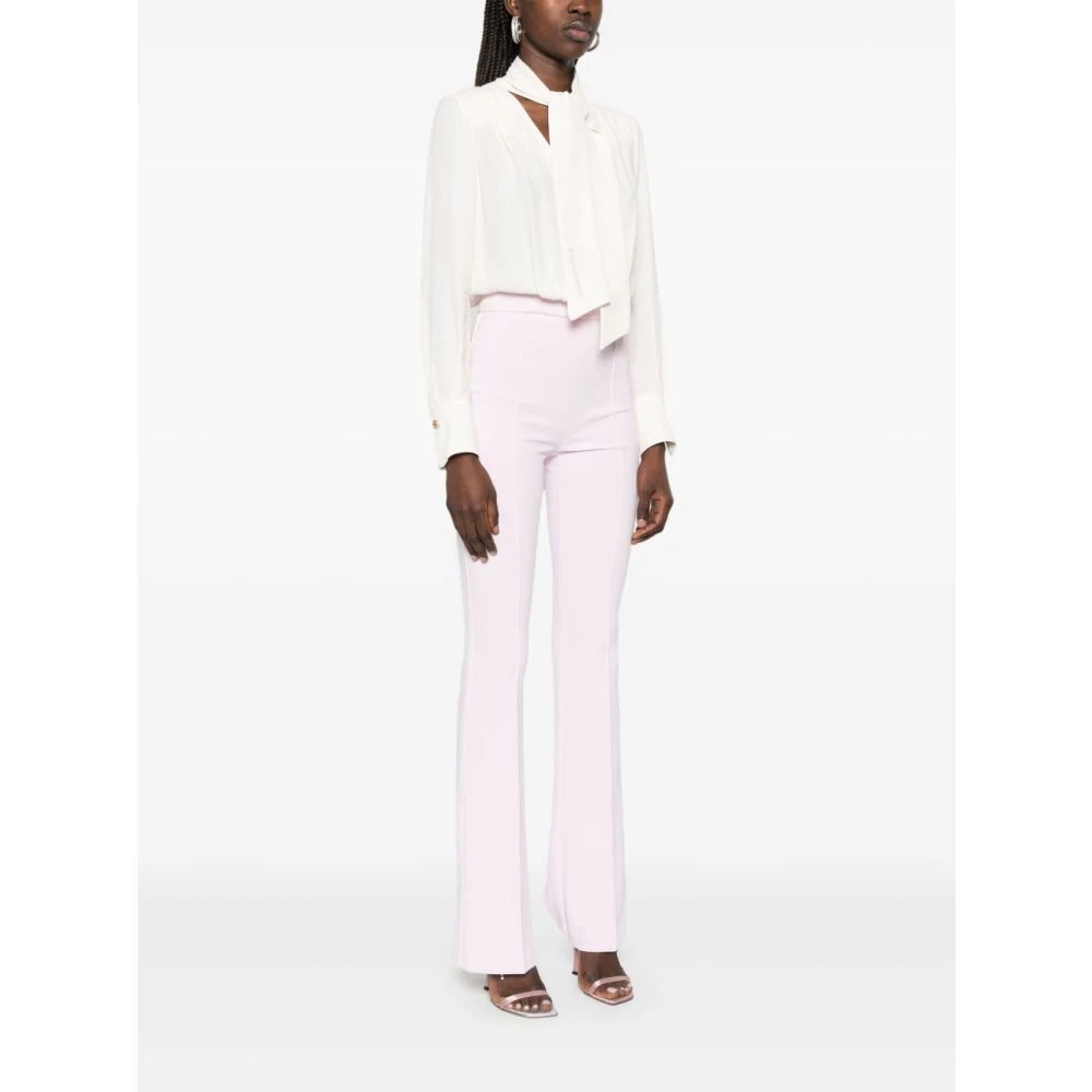 Elisabetta Franchi Witte en roze elegante broek White Dames