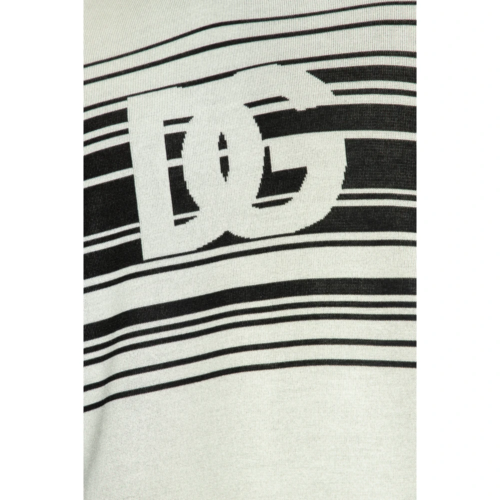 Dolce & Gabbana Zijden polo shirt met logo Beige Heren