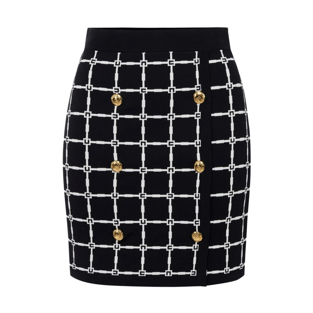 Elisabetta Franchi Jacquard Double-Breasted Mini Rok Black Dames
