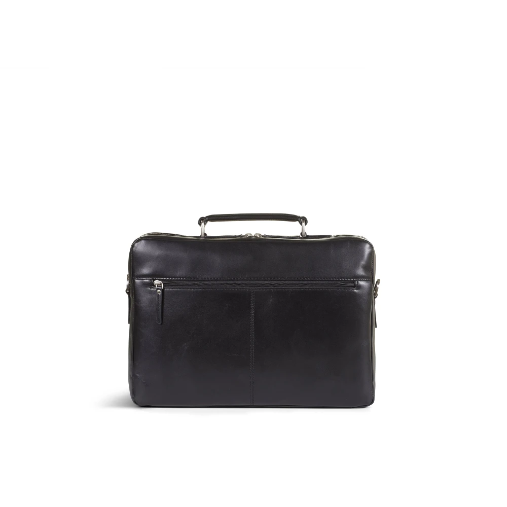 Howard London Zwarte Leren Laptoptas voor Zakelijk Gebruik Black Heren