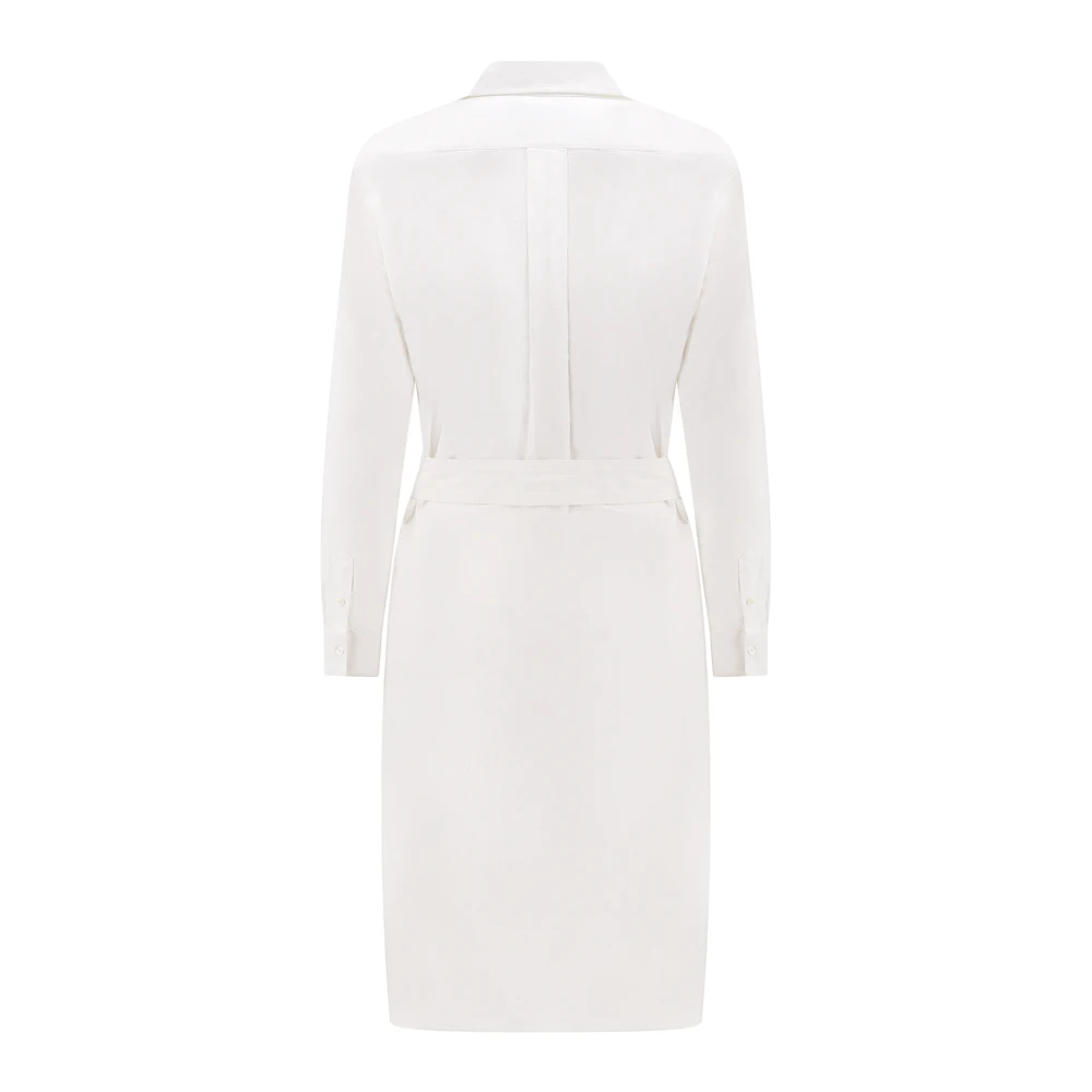 Ralph Lauren Witte Katoenen Jurk met Puntige Kraag White Dames