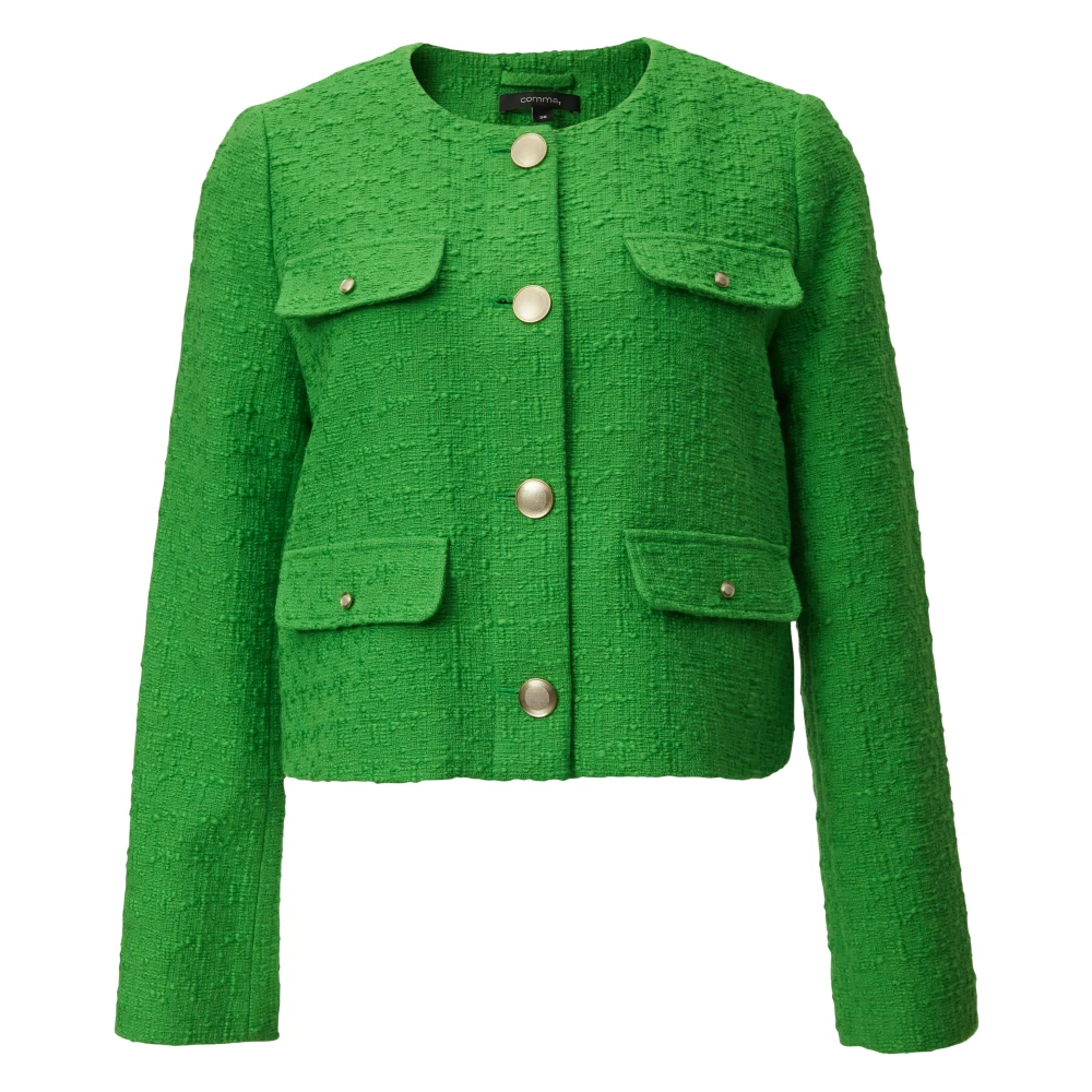 Comma Katoenen Bouclé Jas Green Dames