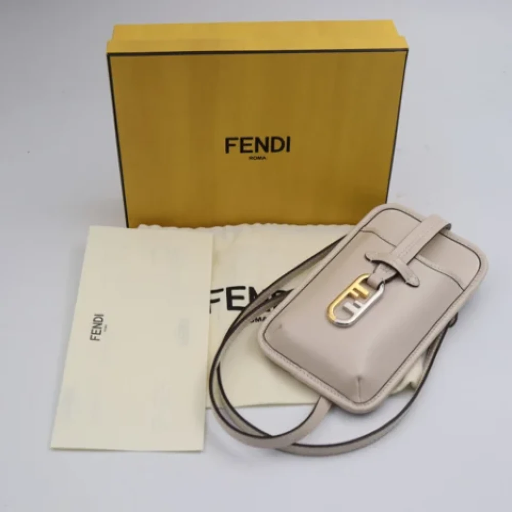 Fendi Vintage Pre-owned Leather shoulder-bags Beige Dames