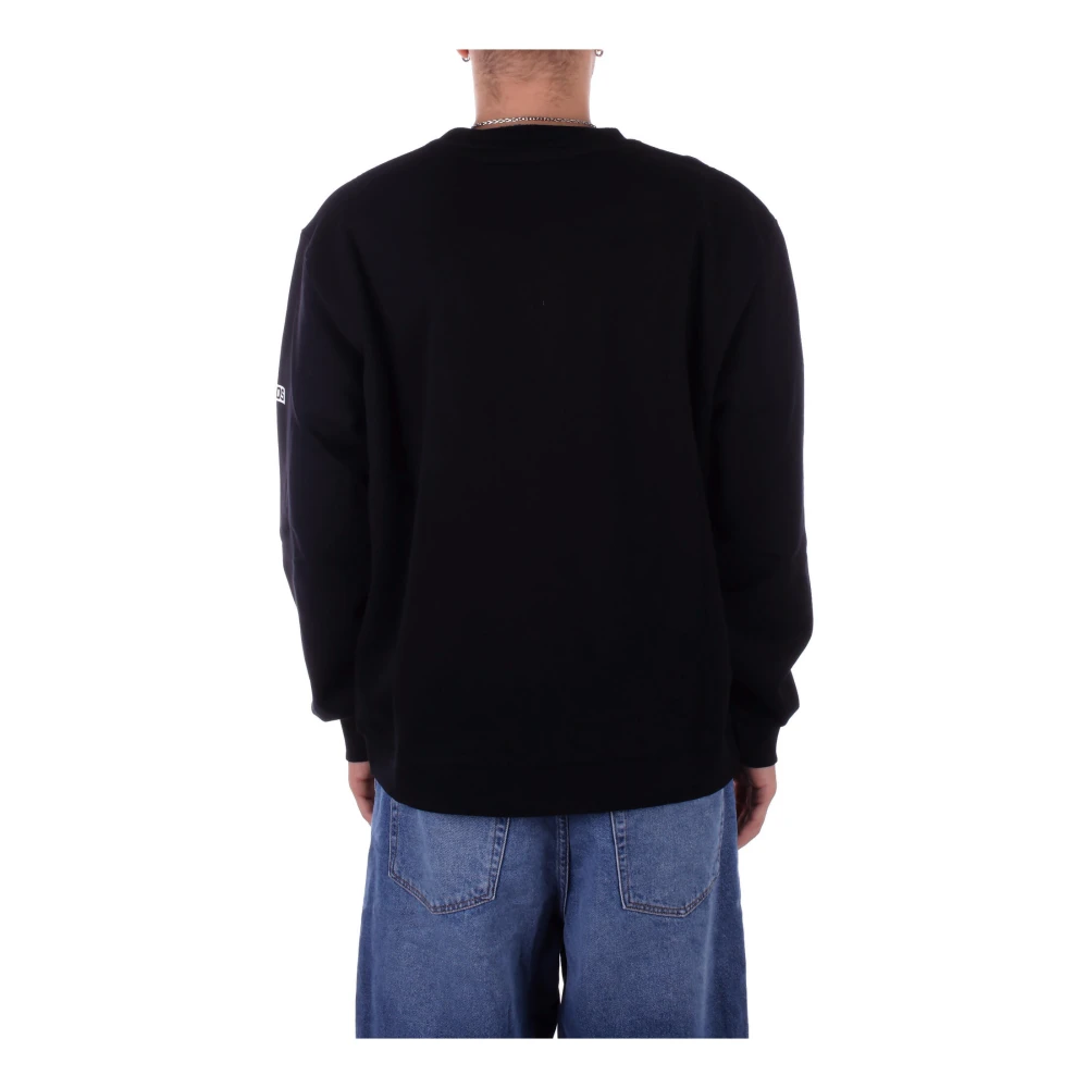 Gcds Zwarte Logo Sweater Unisex Katoen Black Heren