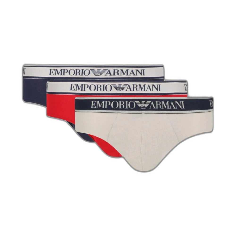 Emporio Armani Rood Bedrukt Katoenen Slip-On Ondergoed Multicolor Heren