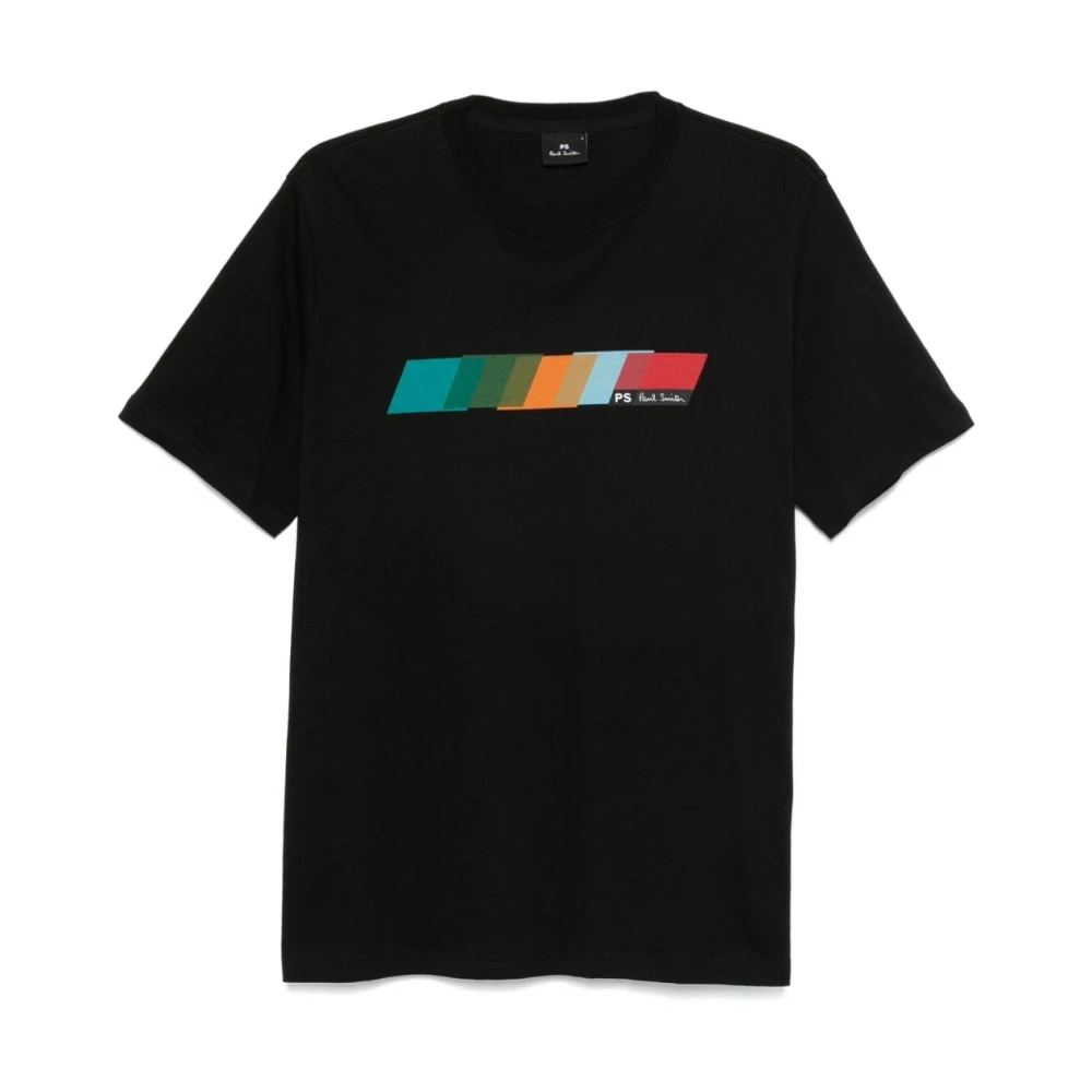 PS By Paul Smith Zwarte Katoenen T-shirt met Multicolor Inzet Black Heren