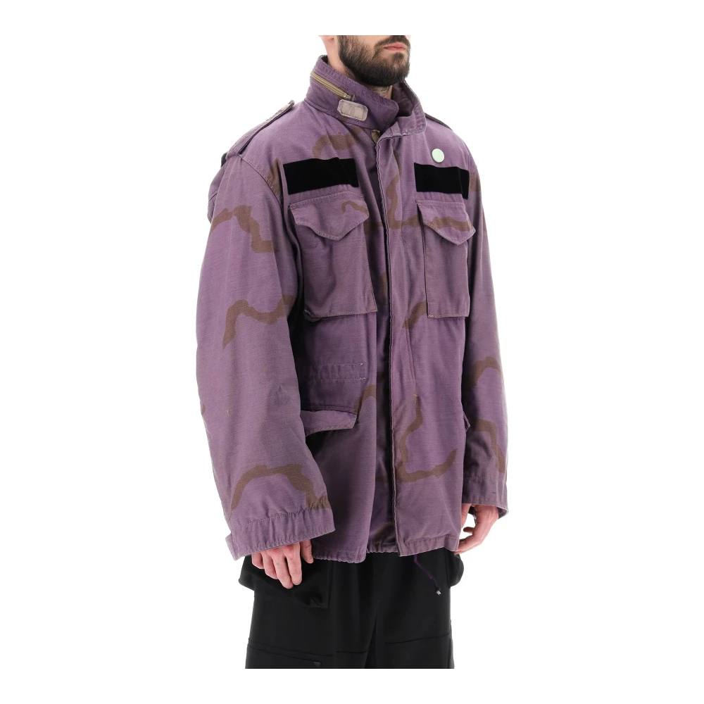Oamc Camouflage Field Jacket met Capuchon Purple Heren