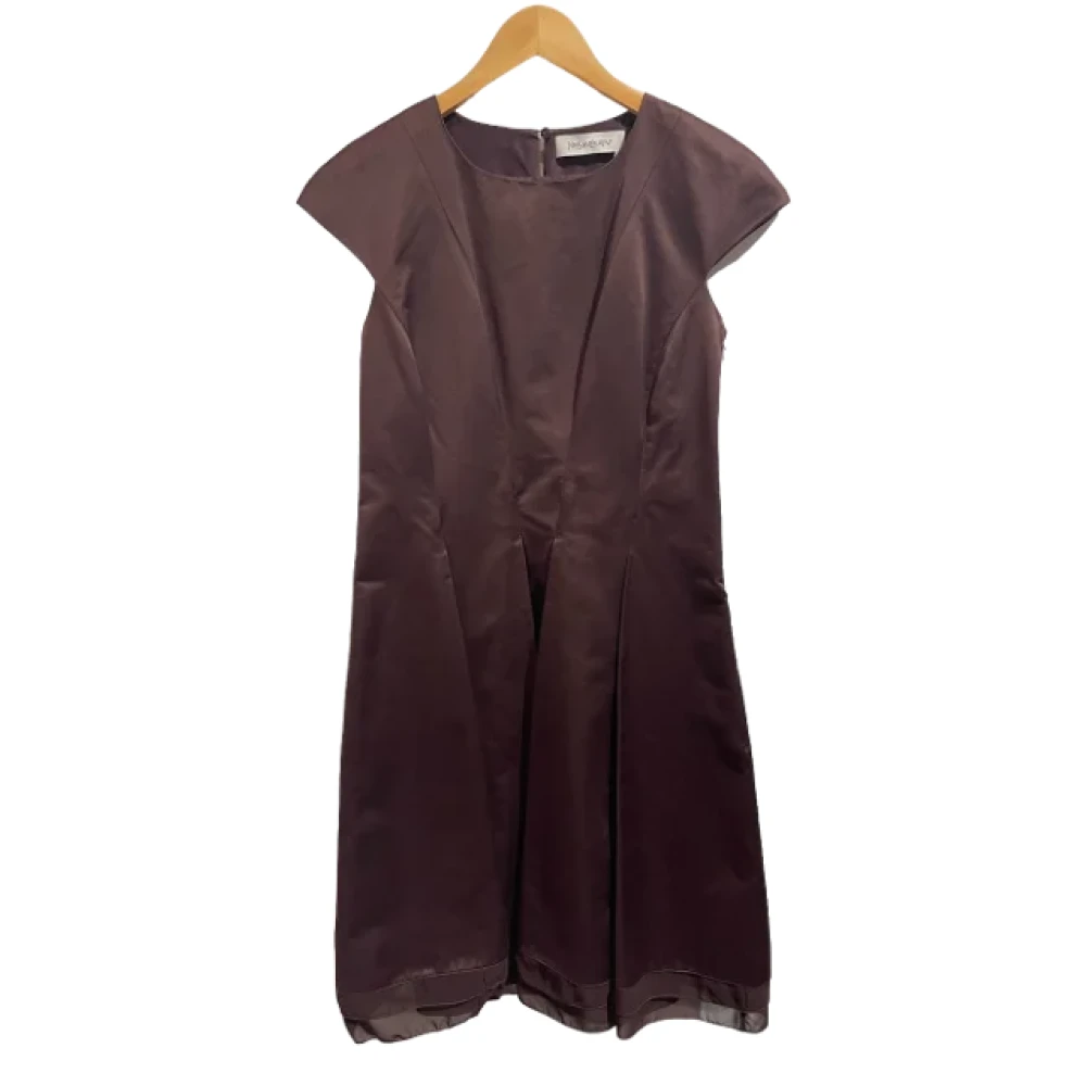 Yves Saint Laurent Vintage Pre-owned Cotton dresses Purple Dames