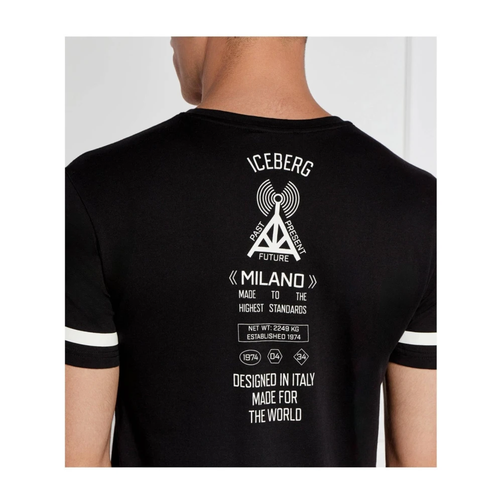 Iceberg Korte Mouw T-shirt Zwart Regular Fit Black Heren