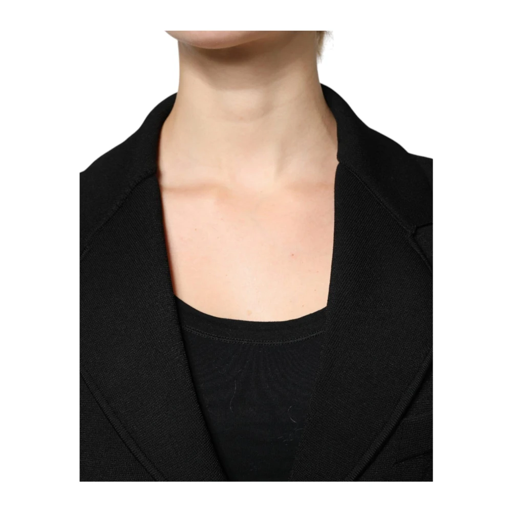 Dolce & Gabbana Zwarte Gebreide Blazer Lange Mouwen Black Dames