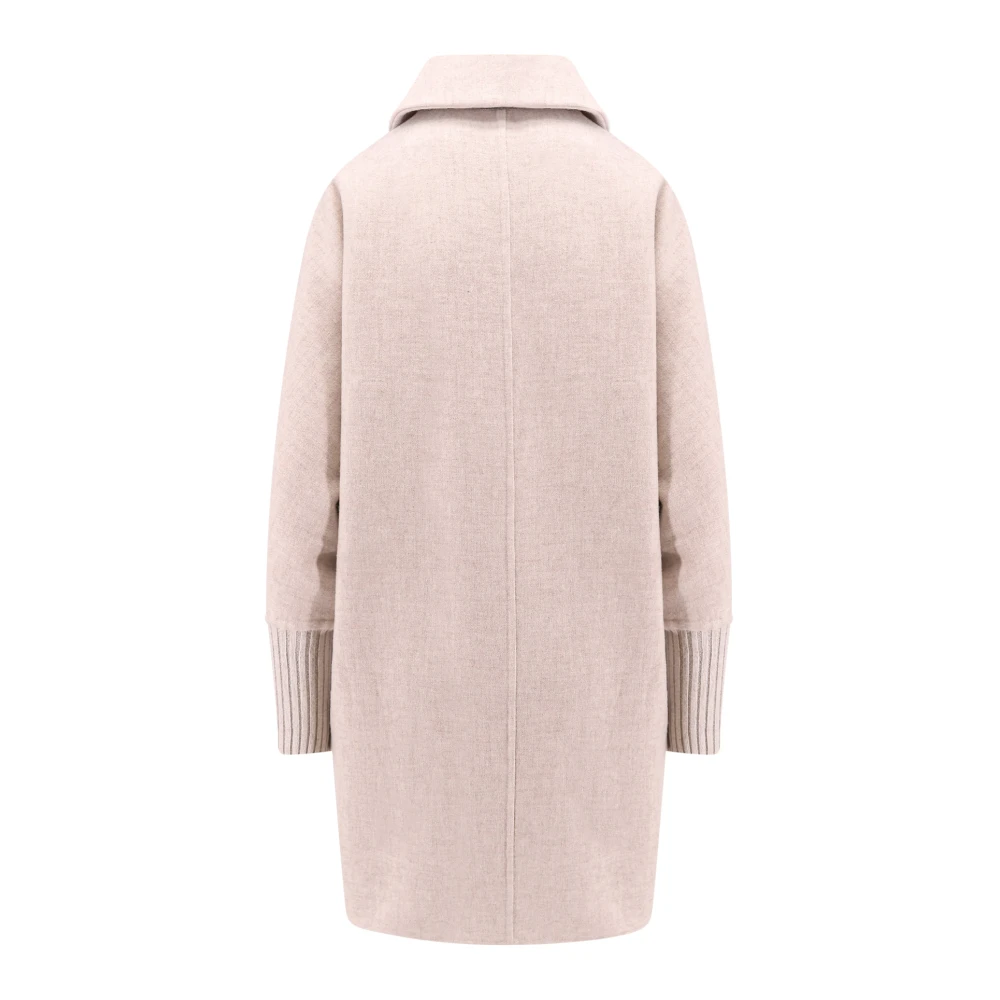 BRUNELLO CUCINELLI Kasjmier Oversized Jas met Maxi Manchetten Beige Dames